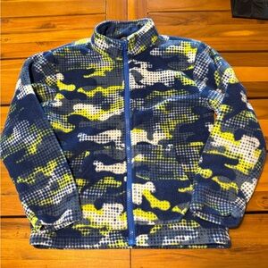 Eddie Bauer Blue and Yellow Camouflage Fleece Jacket 5/6